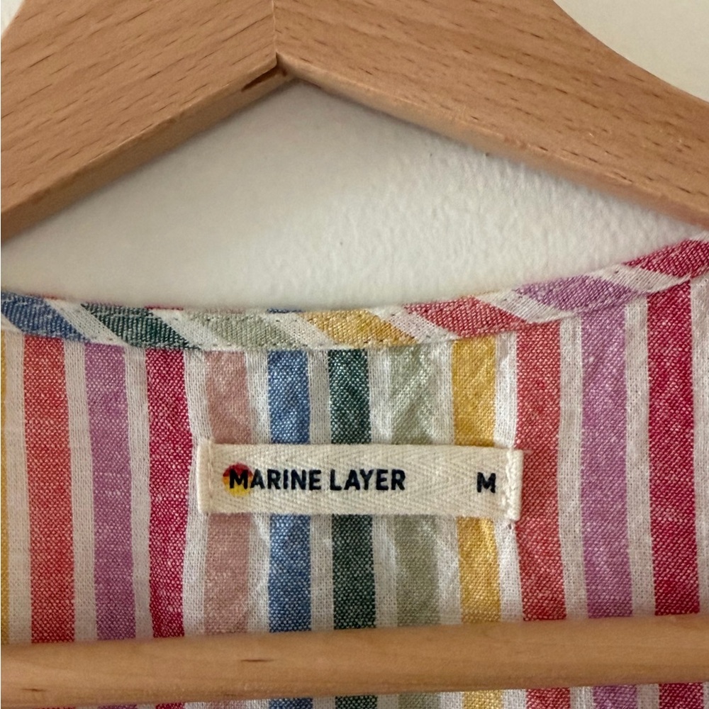 Marine Layer Pastel Stripe V-Neck Midi Dress - Picture 4 of 8